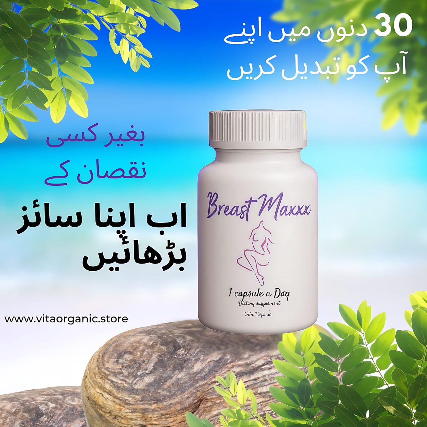 Breast Maxx 30 (100% Herbal) اپنی چھاتی میں اضافہ کریں - Vita Organics